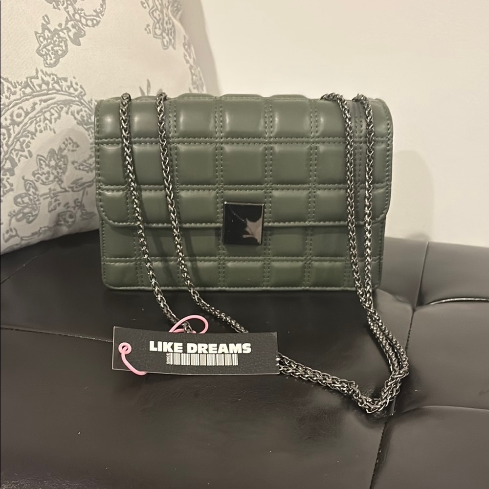 Like Dreams Green Quilted Chain Bag